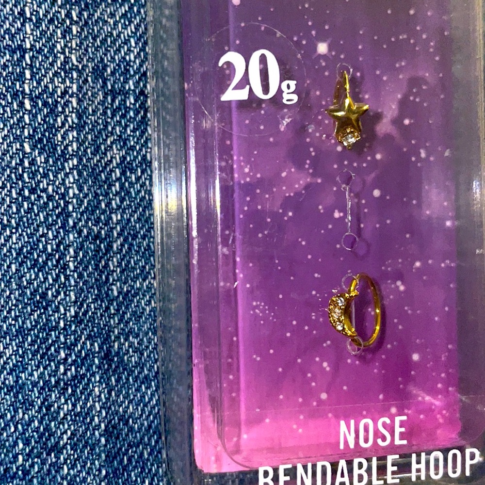 20g Gold and Diamond Nose Bendable Hoop Piercings 5 piece